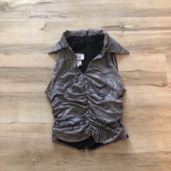 Joseph Ribkoff Gray Crop Top with Notched Collar - Picture 6 of 6